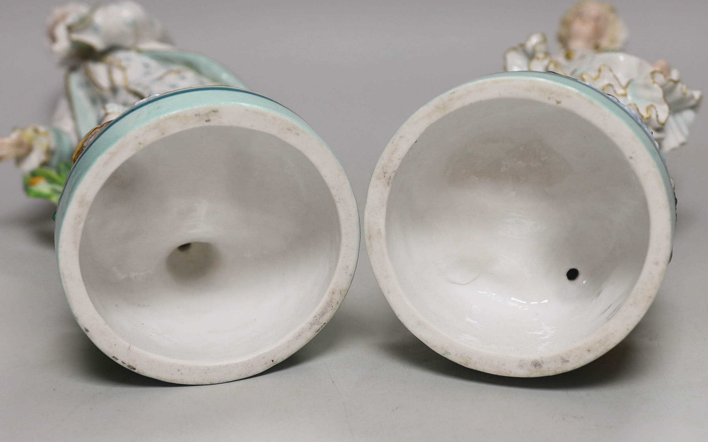 A pair of large French porcelain figures, late 19th century, 33cm tall